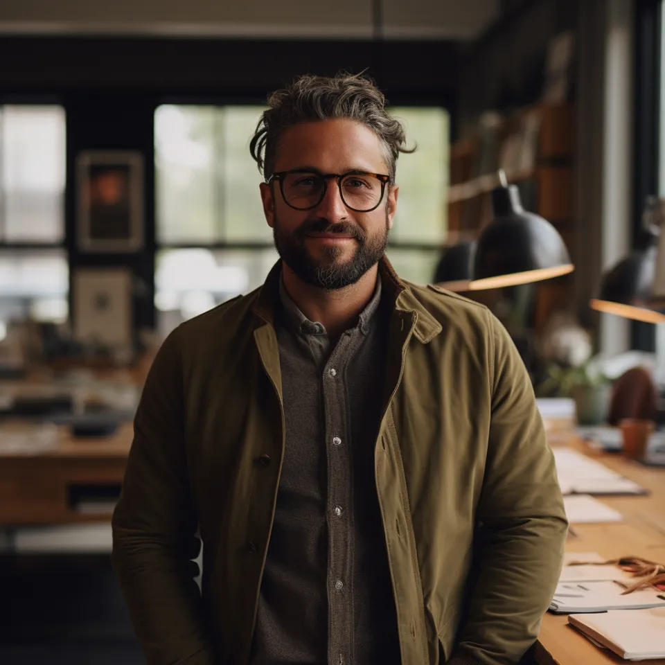 Luca Mori sorriso in ufficio